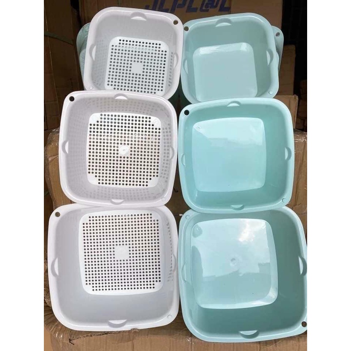 Bộ thau rổ nhựa vuông ECOCO 6 món Việt Nhật dày đẹp ( hàng loại 1)