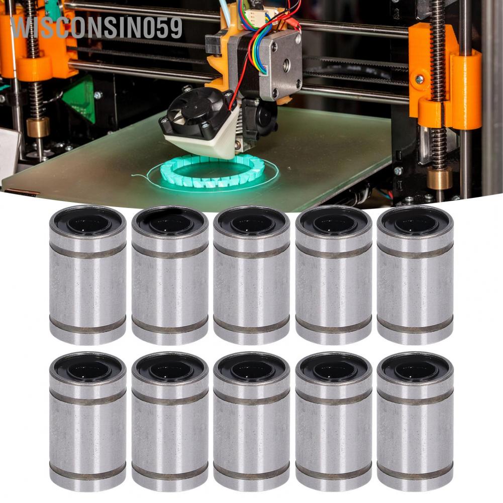Wisconsin059 10Pcs Linear Motion Bearing Cylinder Optical Axes Slider Test Frame Spare ID 6mm OD 12mm LM6UU
