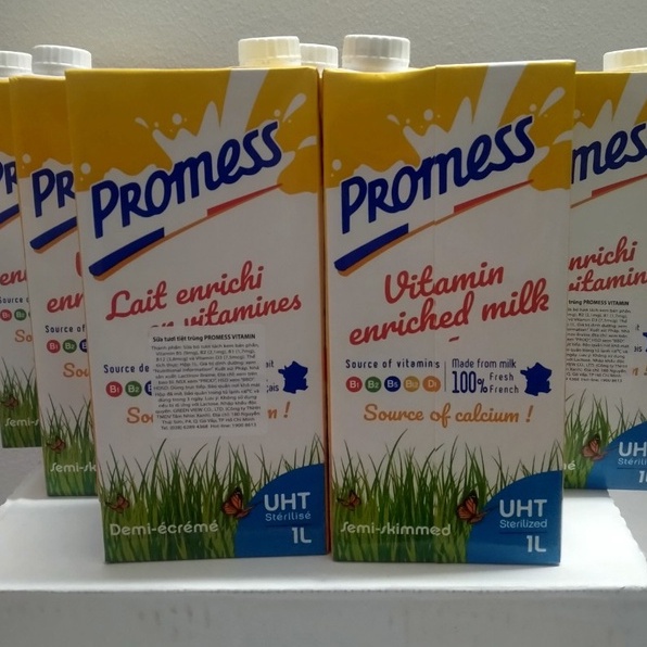 Thùng 6 hộp Promess Vitamin Ít Béo - Sữa Tươi Không Đường