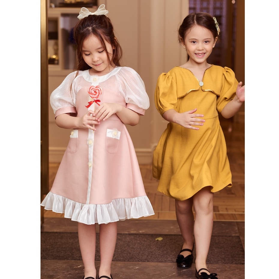 Váy tiểu thư Tera 137Kids thiết kế cổ đính hạt pha lê sang chảnh cho bé gái