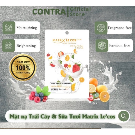 Combo mix 3 gói mặt nạ giấy dưỡng ẩm làm trắng da cao cấp Matrix Lecos - Contra Cosmetisc