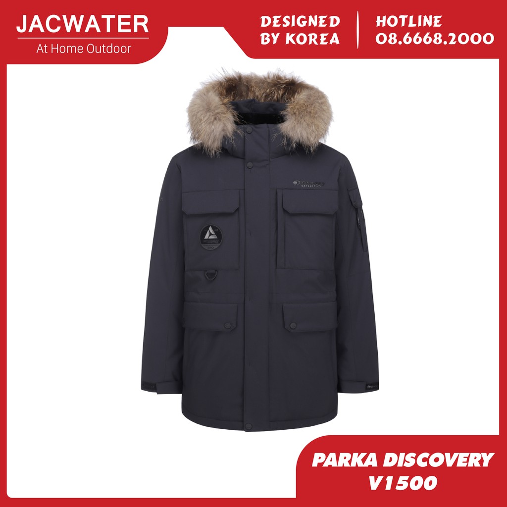Áo khoác nam lông vũ dáng dài, parka dày dặn chống tuyết thời trang Hàn Quốc JACWATER V1500