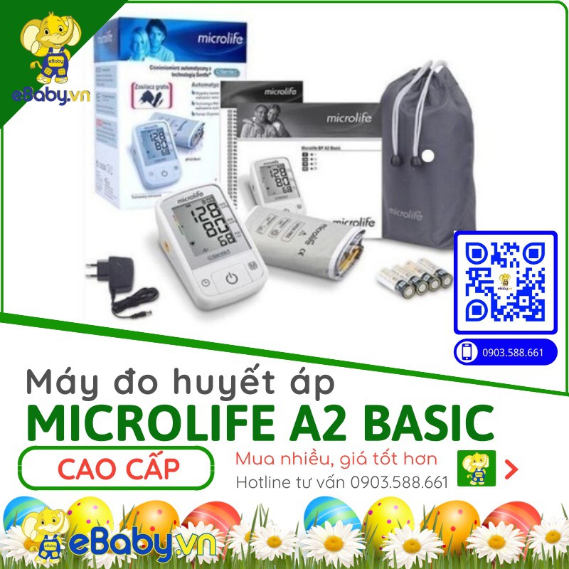 [HÀNG CHÍNH HÃNG] Máy đo huyết áp Microlife BP A2 Basic thông minh - Máy đo huyết áp tự động - Bảo hành 5 năm toàn quốc