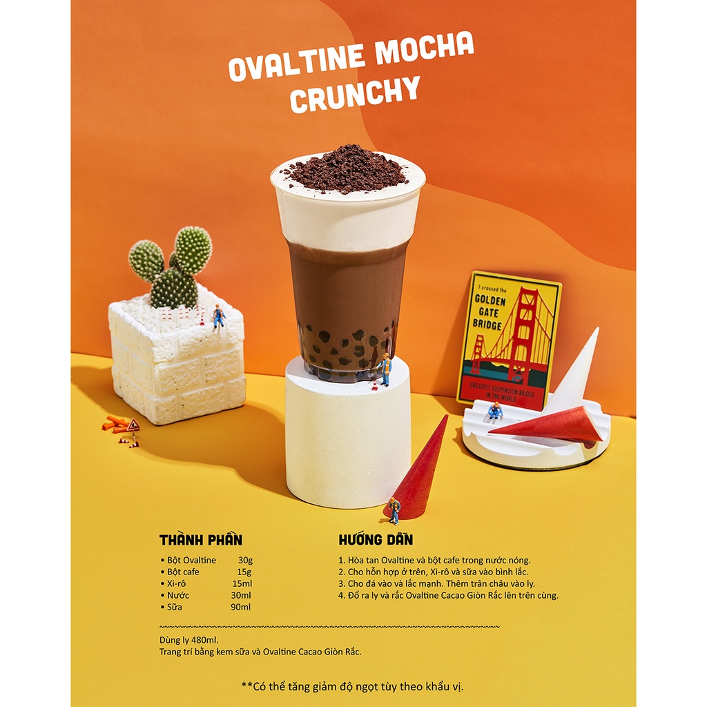 [COMBO] Ovaltine Bột Cacao Hộp 285g + Cacao Giòn Rắc Hộp 15 gói x 8g