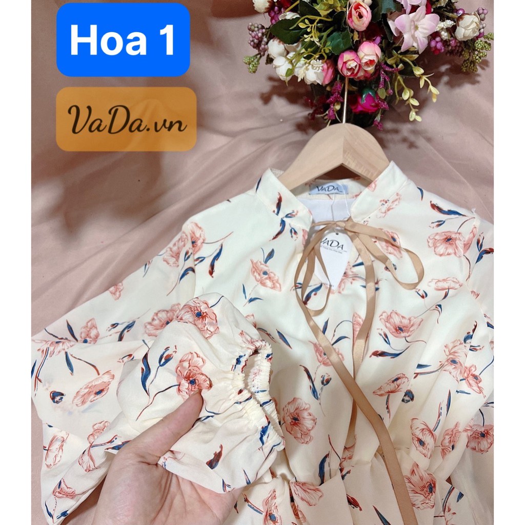 Đầm xoè Hoa cổ nơ dạo phố ,đi biển đẹp ngất ngây 2021 - Thời Trang VADA - Đ37