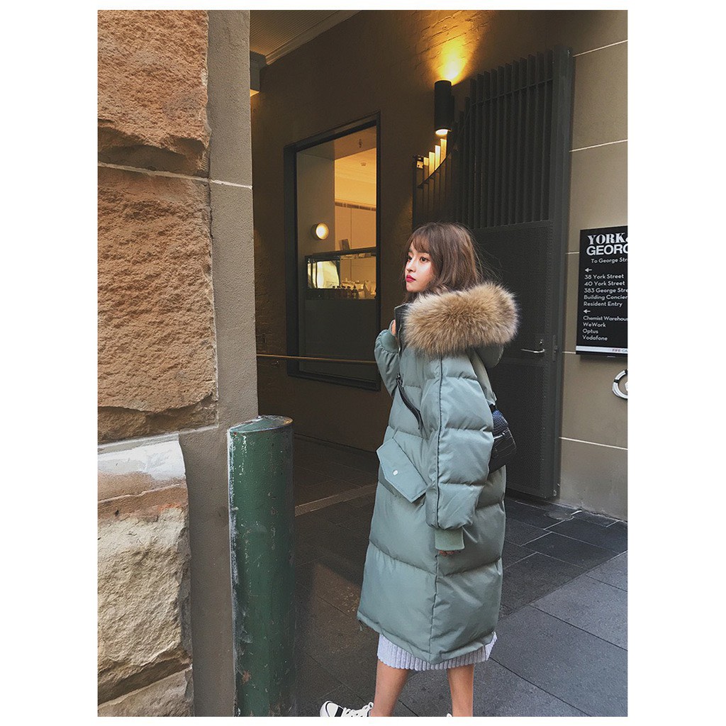 Giao Ngay 🌼Áo Khoác Phao Nữ Đại Hàn Mũ Lông Dáng Chùng hàng QUẢNG CHÂU Cao Cấp mới 2021 | BigBuy360 - bigbuy360.vn