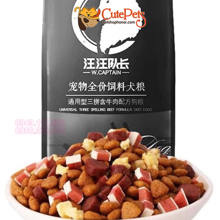 Thức ăn cho chó, hạt CAPTAIN trộn pho mai, thịt bò, cá hồi cho cún túi 1kg - Phụ kiện thú cưng Hà Nội