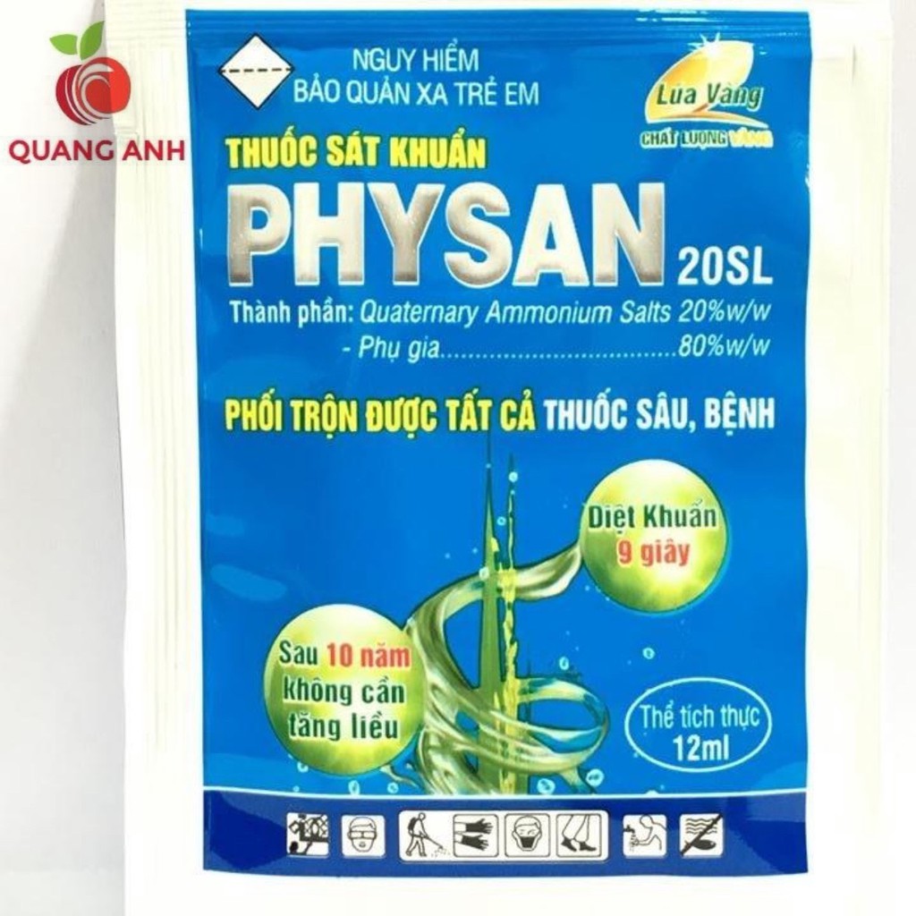 Gói 12ml Dung Dịch Sát Khuẩn Trừ Các Loại Nấm Bệnh Cây Trồng Physan 20 SL gói 12ml