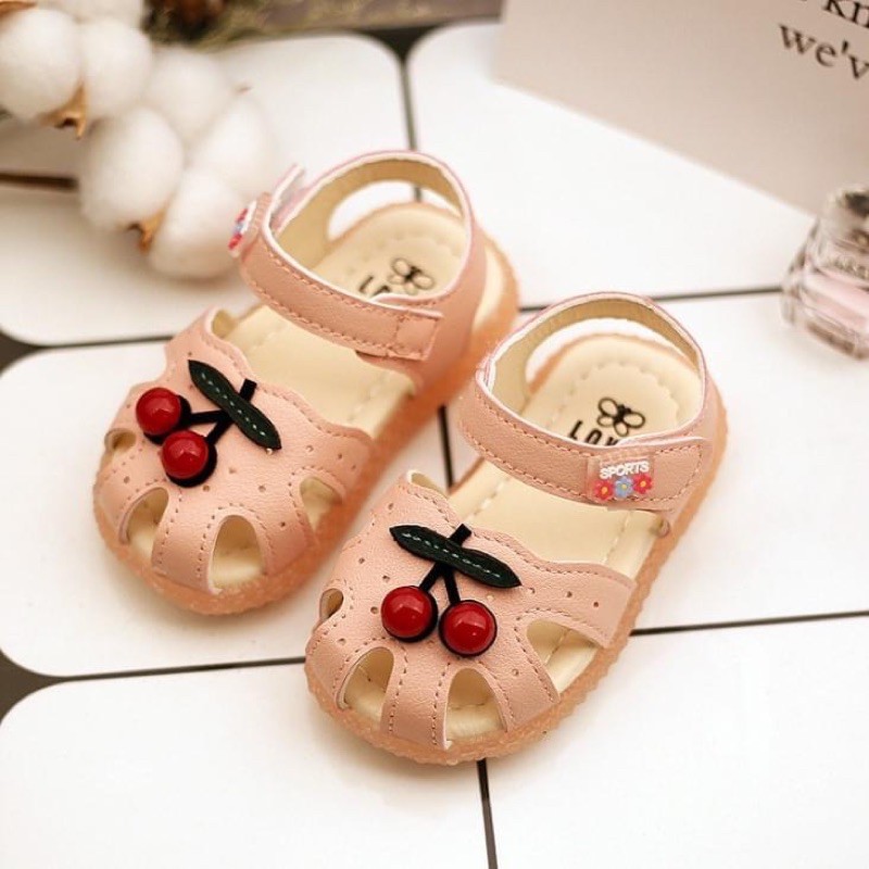 [GIÁ HỦY DIỆT] Sandal Cherry Tập Đi Đế Cao Su Mềm Cho Bé Gái