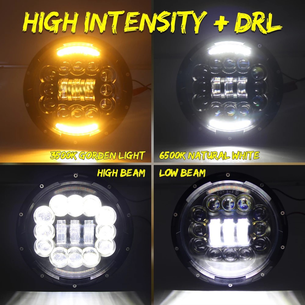 UNI-SHINE Đèn Pha Led Hình Tròn 4x4 3500k / 6500k Cho Xe Jeep Jk Lj Cj Tj Hummer H1 H4
