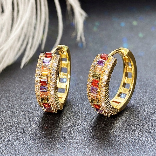 Bông Tai Đính Đá Zircon Thời Trang Phong Cách Âu Mỹ