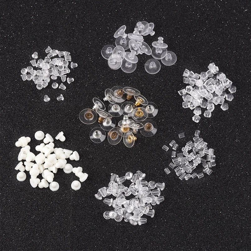 Set 100 nút silicone tròn gắn đuôi bông tai DIY