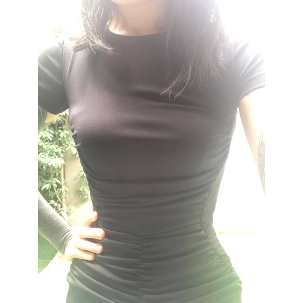 Váy body dáng ôm nhún bụng eo dài chạm gối thanh lí