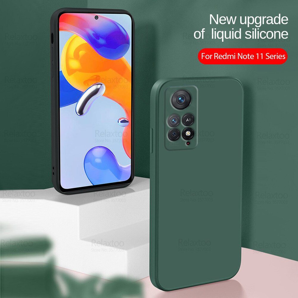 For Redmi Note 11 4G Case Square Frame Liquid Silicone Cover For Xiaomi Redme Note11 Pro 11Pro 5G 11S Camera shockproof Fundas
