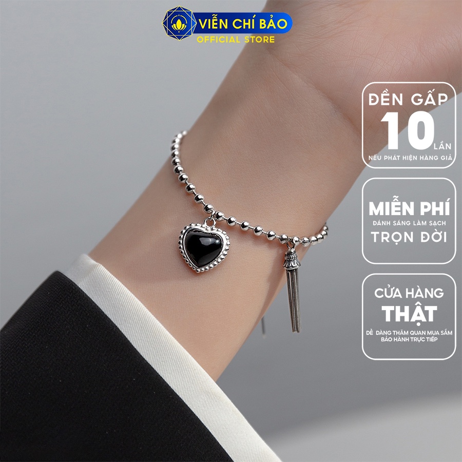 Lắc tay bạc nữ bi Black Heart chất liệu bạc 925 thời trang phụ kiện trang sức Viễn Chí Bảo L000057