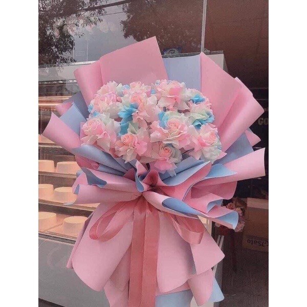 Bó hoa sáp cao cấp 15 bông dạ quang 7 màu pastel phát sáng trong đêm làm quà tặng 8/3