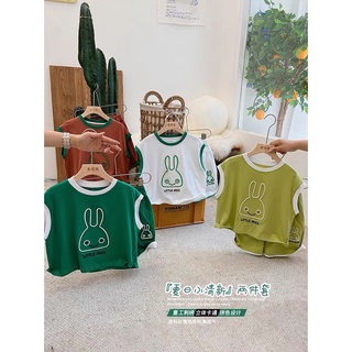 Bộ cộc tay thêu thỏ chất cotton cho bé trai bé gái Namkidshop