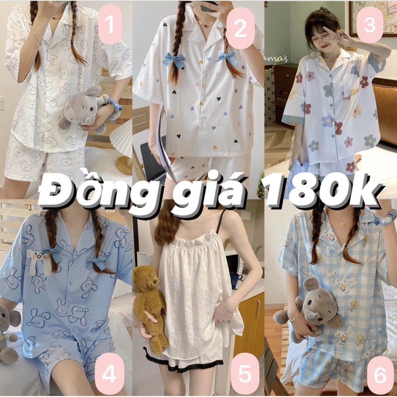 ĐỒ NGỦ PIJAMA COTTON KOREAN CUTE XĨU (SẴN)