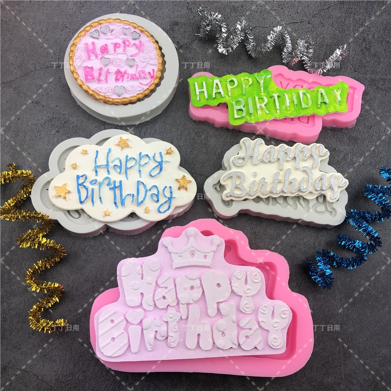 Khuôn chữ happy birthday 3d làm bánh sô cô la thạch