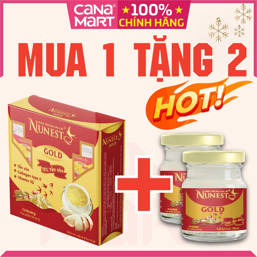 Nước yến cao cấp Nunest Gold dành cho người lớn, bồi bổ sức khỏe (6 lọ x 70ml)