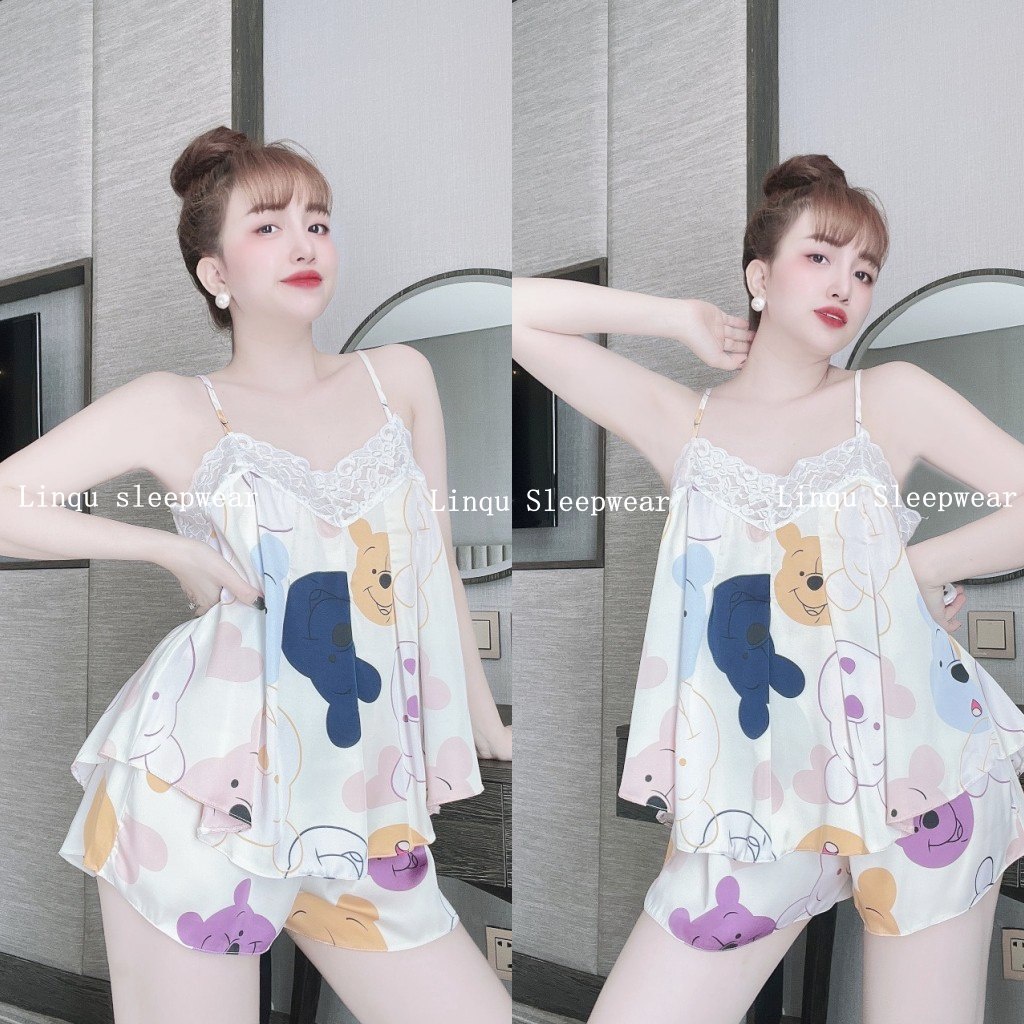 Đồ ngủ sexy 2 dây gợi cảm chất lụa latin phối ren mềm mát mặc ngủ thoải mái Freesize - Linqustore
