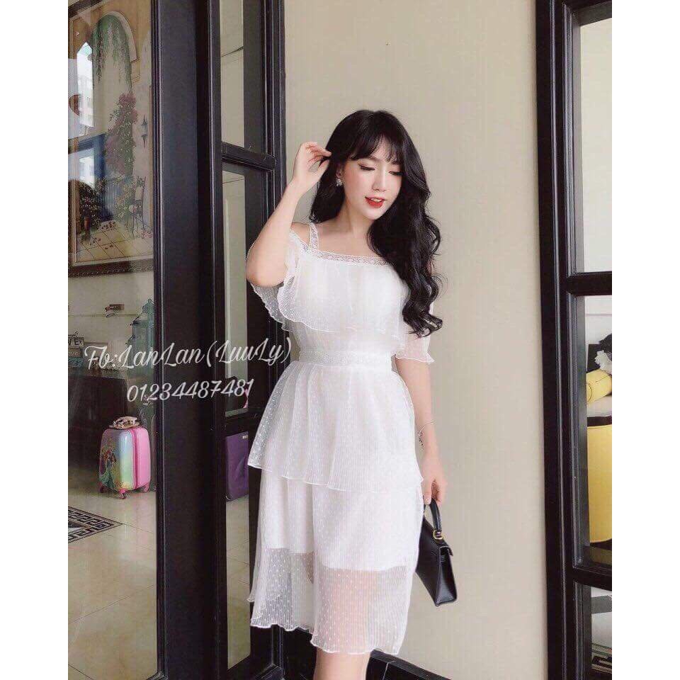 Đầm xòe dây phối lưới
