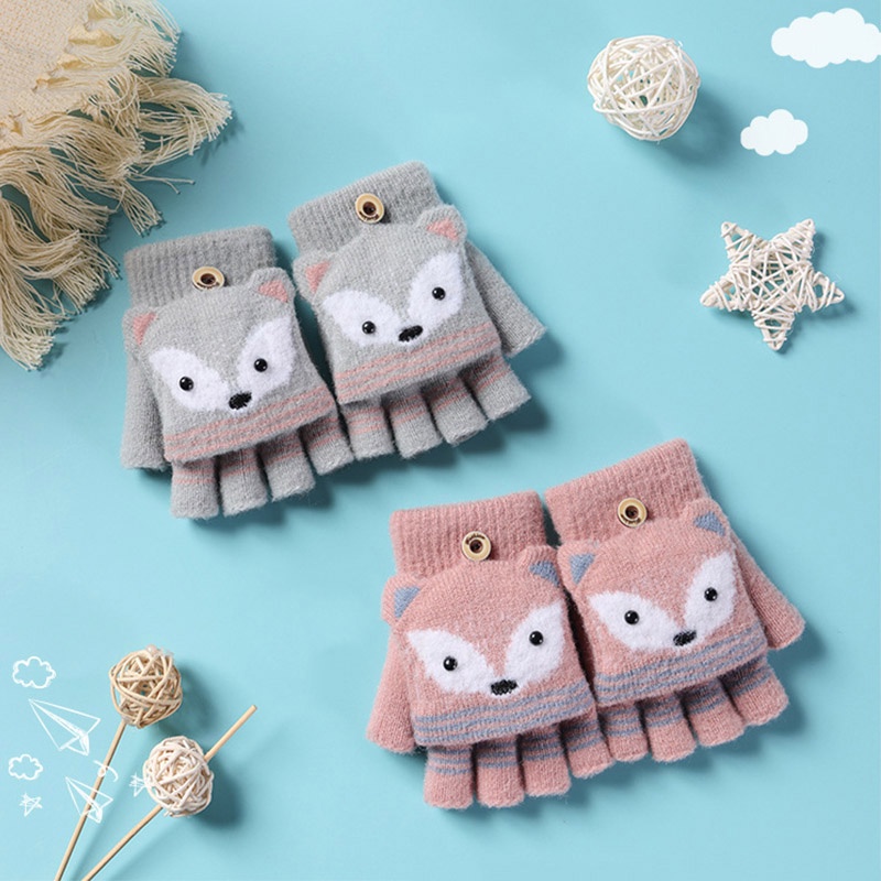 Găng Tay Hở Ngón Giữ Ấm Dễ Thương Cho Bé