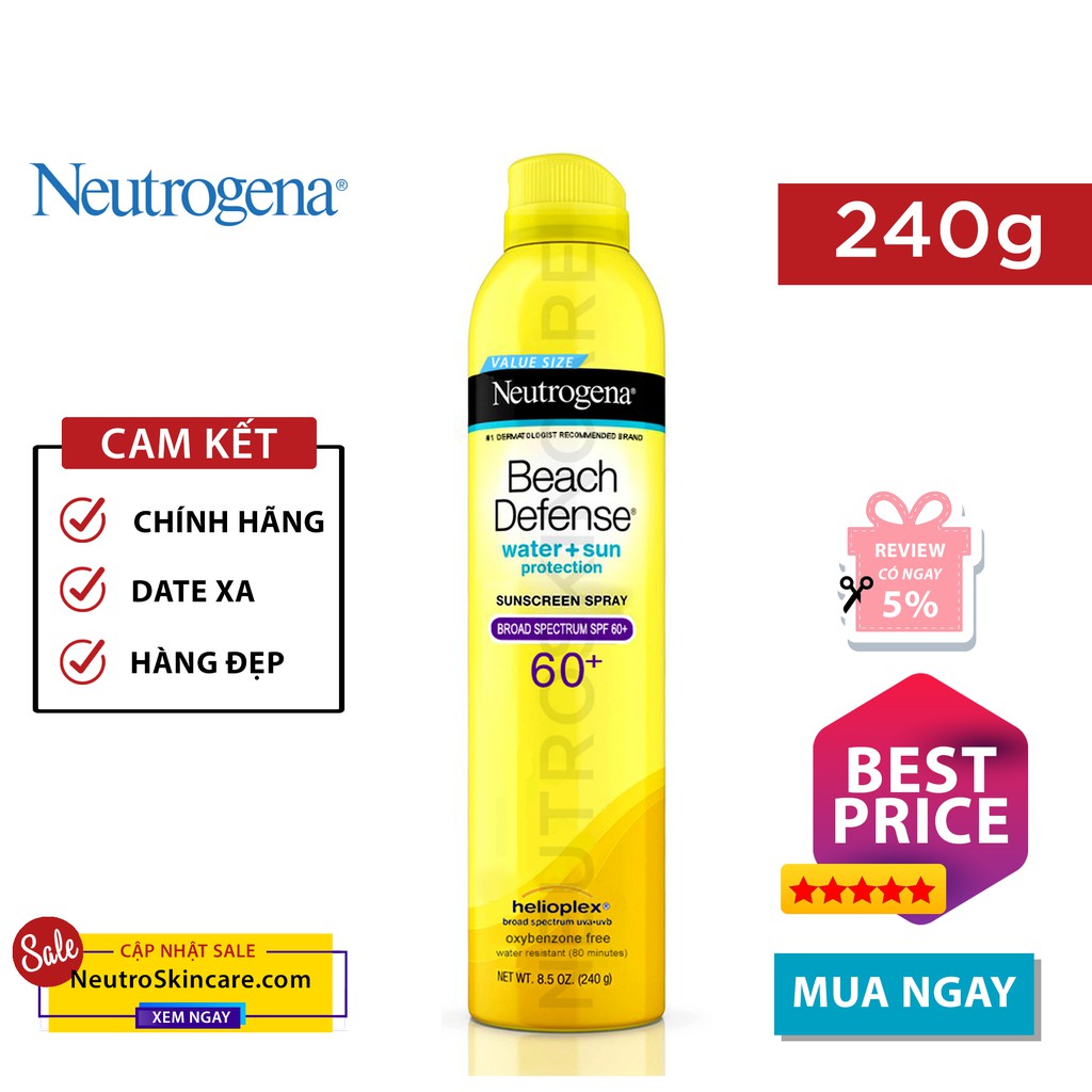 Xịt chống nắng Neutrogena Beach Defense SPF 60 Value Size