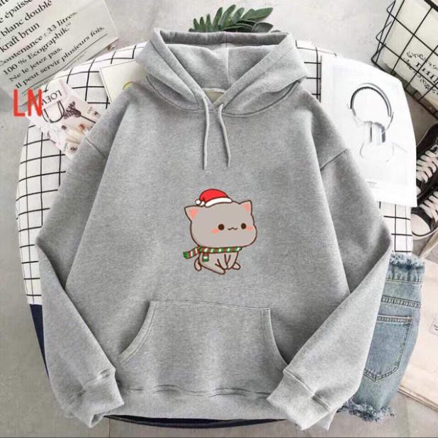 Áo Hoodie Unisex Mùa Đông Ấm Áp Chất Nỉ Nam Nữ Giá Rẻ Mèo Đội Mũ Noel Phong Cách Hàn Quốc Màu Mặc Đi Học Đi Chơi M