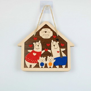 Biển bảng gỗ decor I LOVE MY FAMILY trang trí gia đình - nhà cửa - treo tường - treo cửa( tặng kèm móc treo)