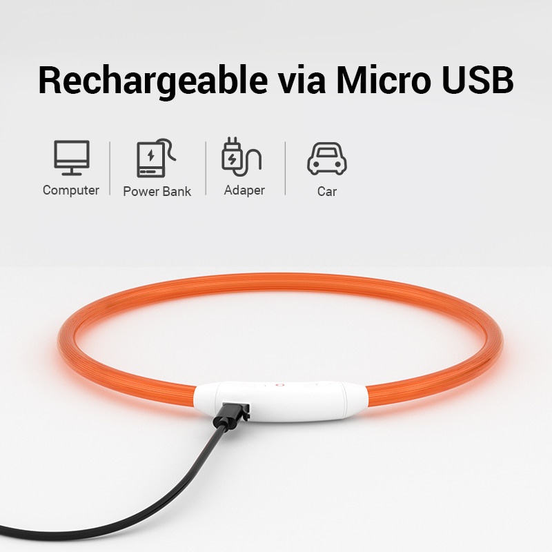 Đèn LED cho chó cổ áo USB Sạc đèn nhấp nháy Vòng cổ cho thú cưng phát sáng Vòng cổ cho chó