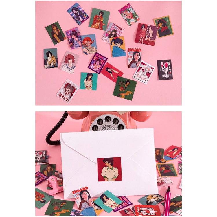 Sticker chủ đề Tạp Chí Manga - Hộp 46 miếng dán trang trí sổ tay Bullet Journal - M264