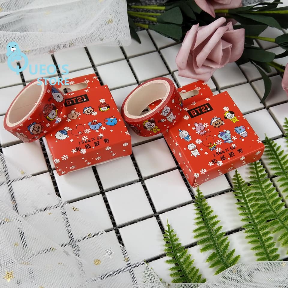 Băng keo Washi tape 5 mét kèm hộp BTS Answer, haloween, Blackpink