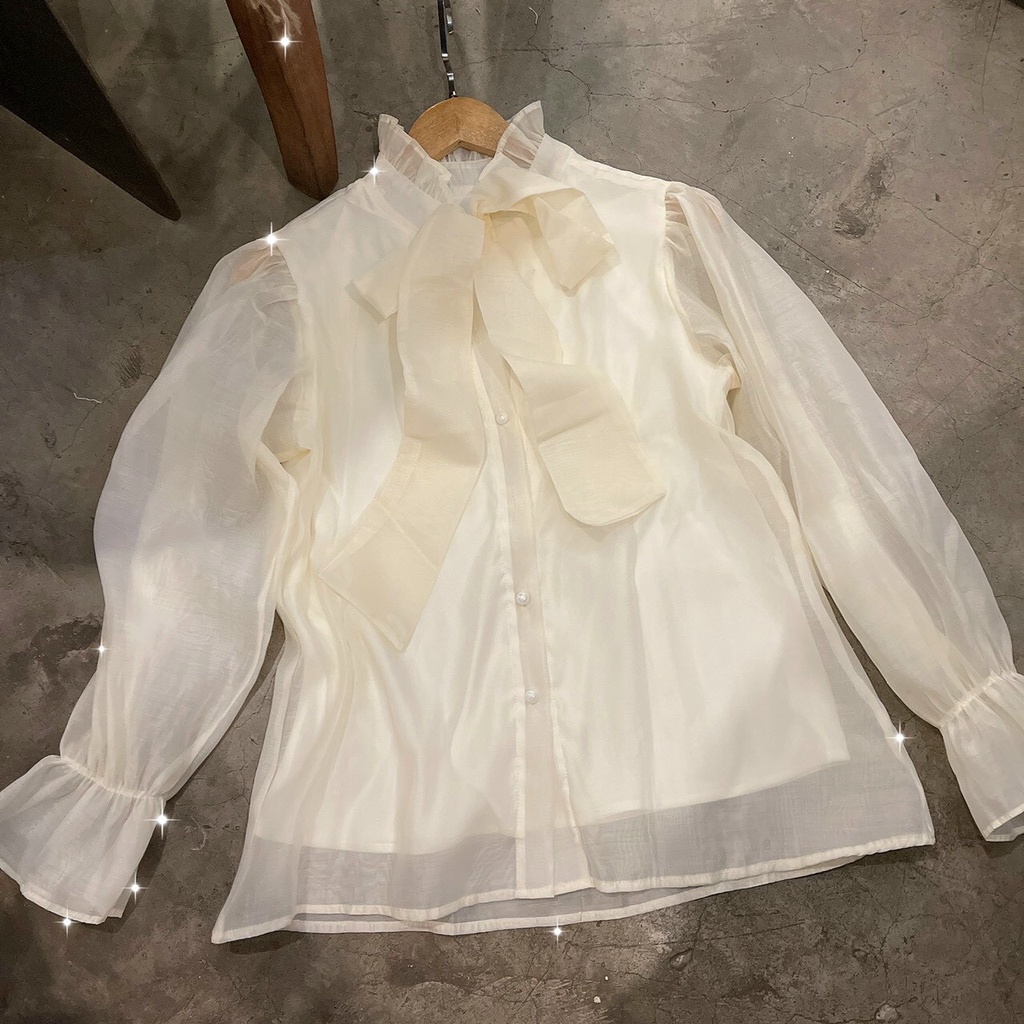 [Mã 151FASHIONSALE1 giảm 10K đơn 50K] Áo xốp trắng nơ siêu xinh freesize  KÈM ẢNH THẬT