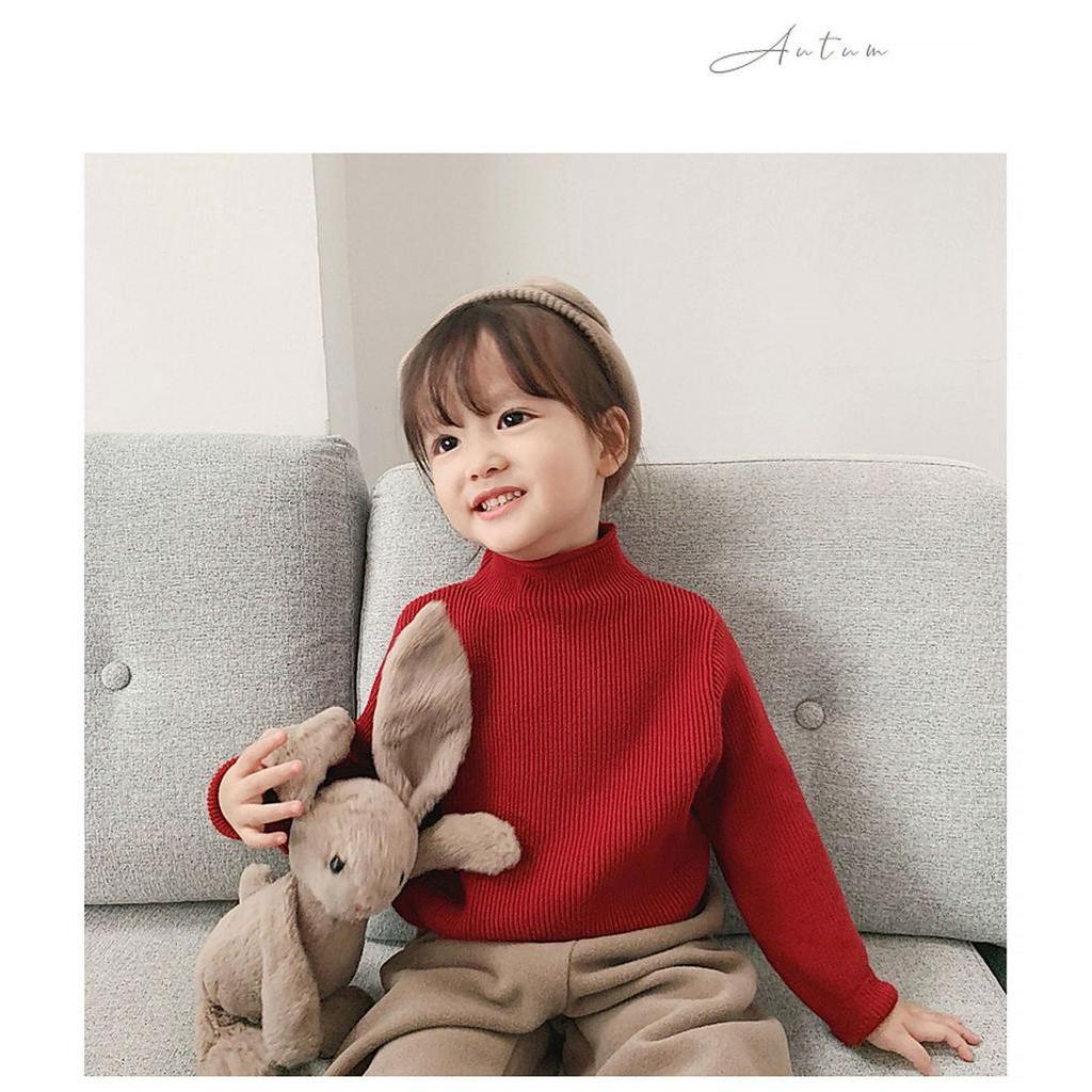 Áo sweater phối nhung thời trang mùa đông 2023 cho bé gái