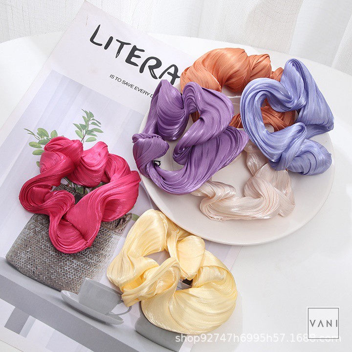 [Mã FAXANH245 giảm 10K đơn 50K] Dây Cột Tóc Vải Scrunchies Vải Phi Bóng Gợn Sóng Nhẹ Màu Xinh - Vani Store