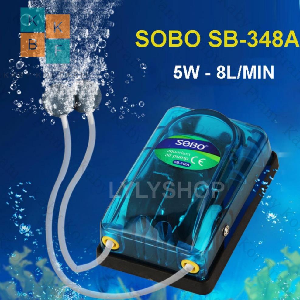 Máy Sủi Khí Oxy 2 Vòi RS 348A tặng kèm 2 bộ dây quả sủi  - Fish