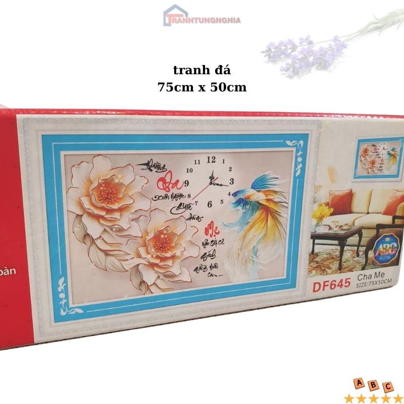 Tranh đính đá, tranh thêu chữ thập cha mẹ 75cm x 50cm