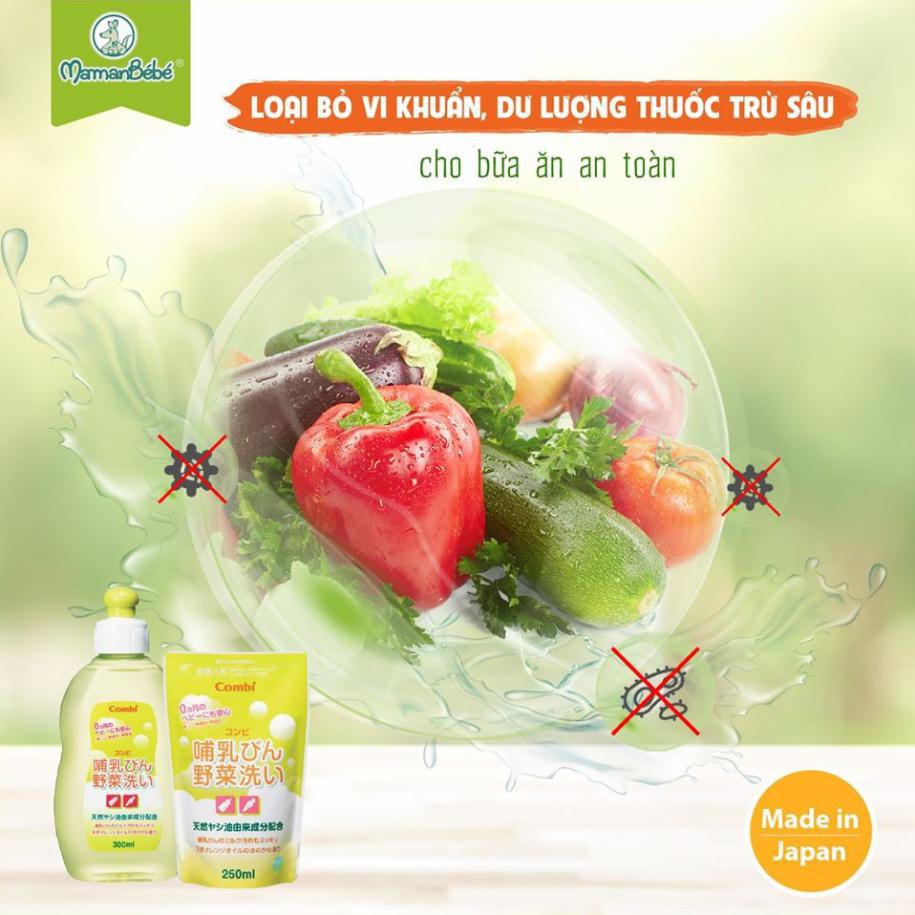 [Hàng chuẩn 100%]  Combo 1 Chai dung dịch + 1 Túi dung dịch nước rửa bình sữa và rau củ quả từ dầu cọ Combi