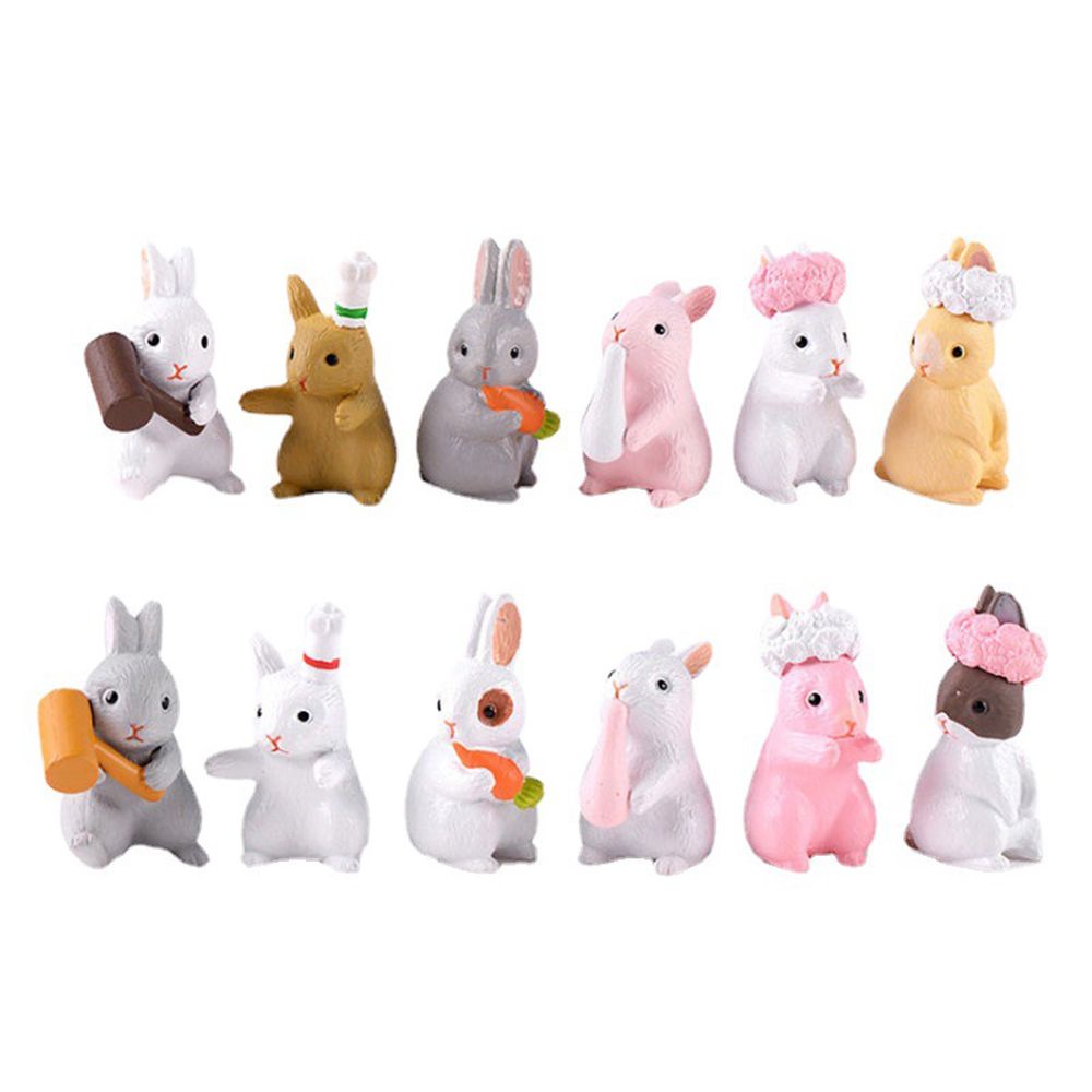 Set 12 Đồ trang trí thỏ hoạt hình mini trang trí tiểu cảnh DIY