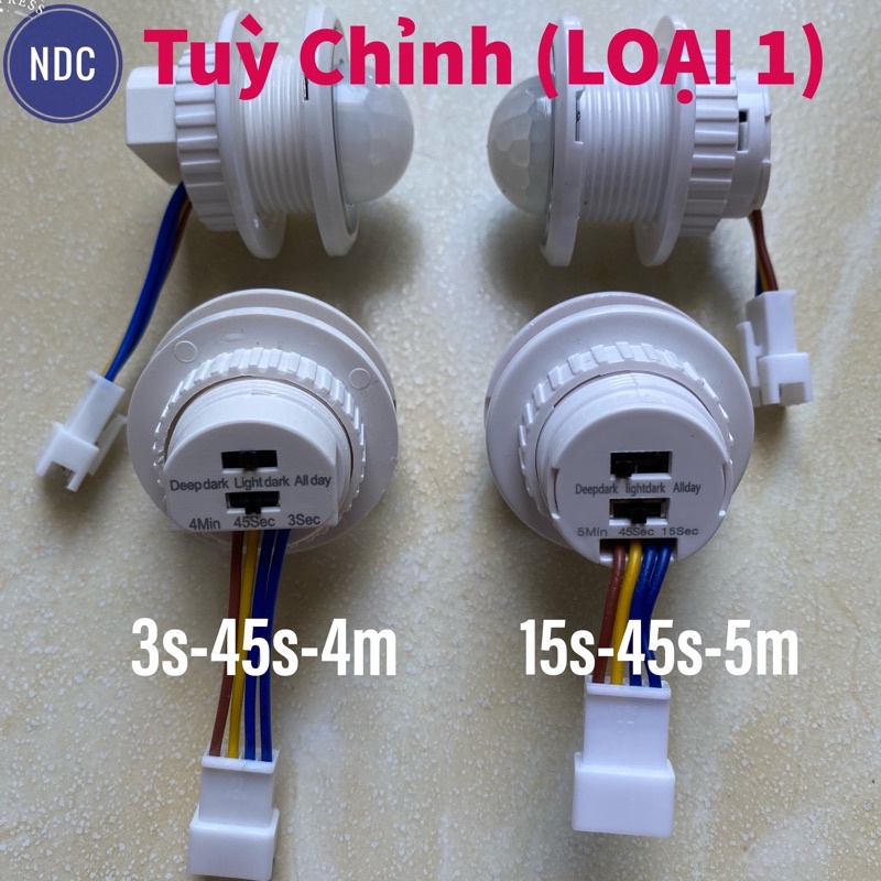 Công Tắc Cảm Biến Chuyển Động Hồng Ngoại (LOẠI 1) Tuỳ Chỉnh 3s-45s-4min