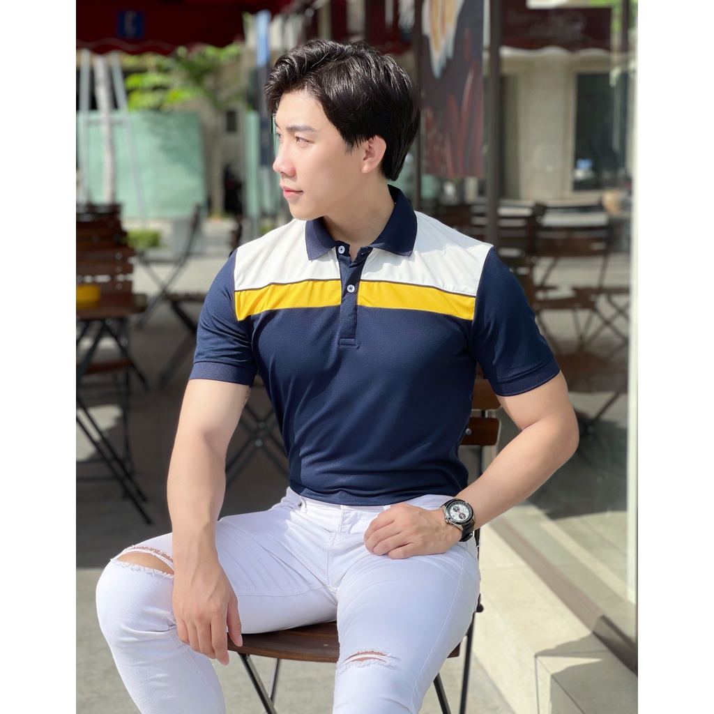 Áo polo nam cổ bẻ phối vai 2 màu chất vải cá sấu Cotton xuất xịn,chuẩn form, sang trọng - thanh lịch TB046