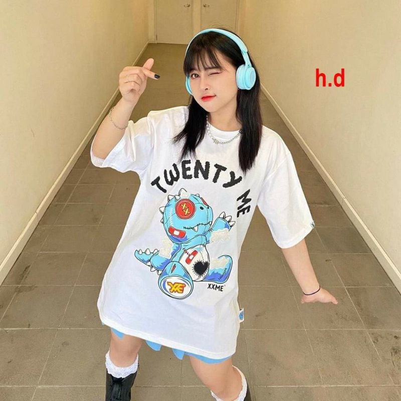 Áo phông tay lỡ nam nữ unisex form rộng Khủng Long Twenty ullzang vải cotton mịn giá rẻ mặc đơn đôi nhóm