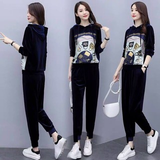 SET BỘ THU ĐÔNG NHUNG PHỐI LỤA HỌA TIẾT CÓ MŨ CAO CẤP - MH539350 - HÀNG QUẢNG CHÂU