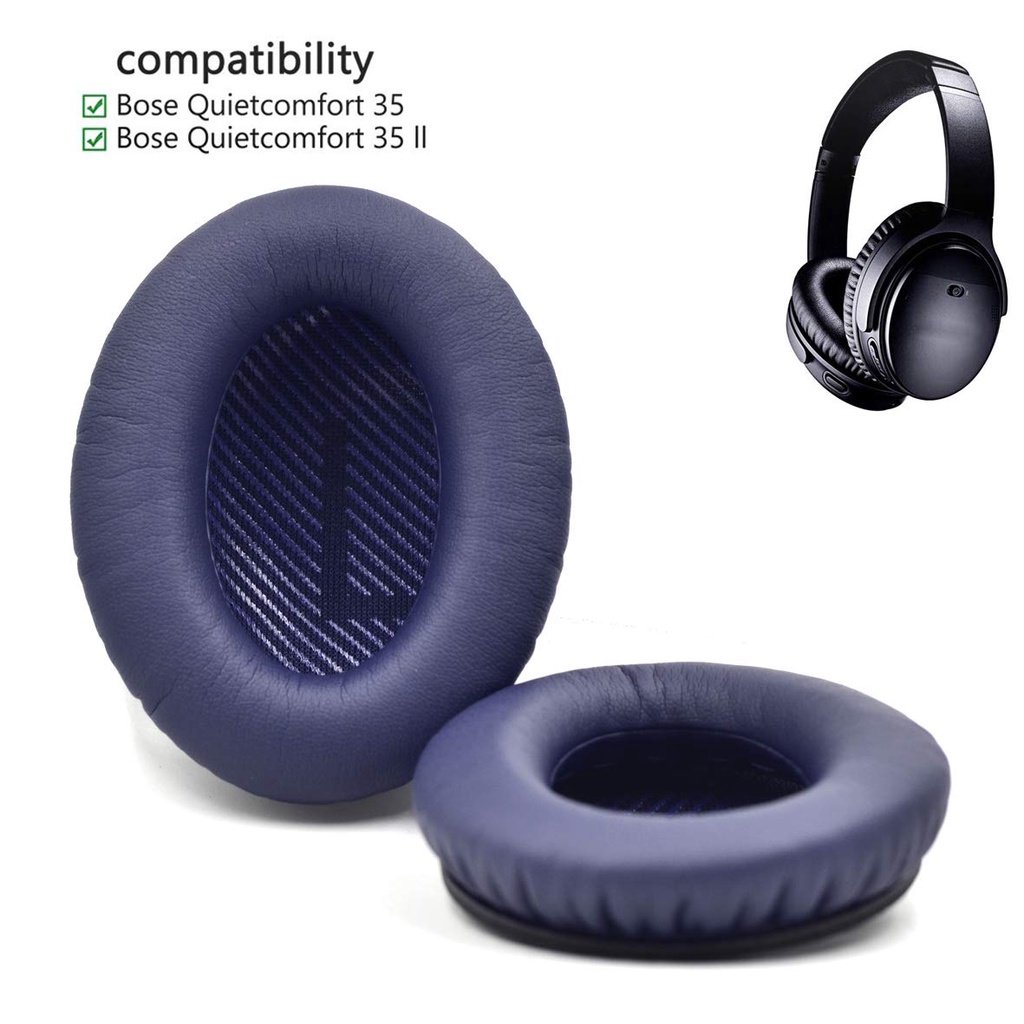 Cặp Đệm Tai Nghe Bằng Da Và Xốp Mềm Màu Xanh Dương Thoải Mái Thay Thế Cho Bose QC35 QC35 II
