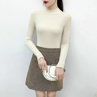 Áo cồ lọ 3 phân tay dài - thun len gân (Có size lớn 60kg)