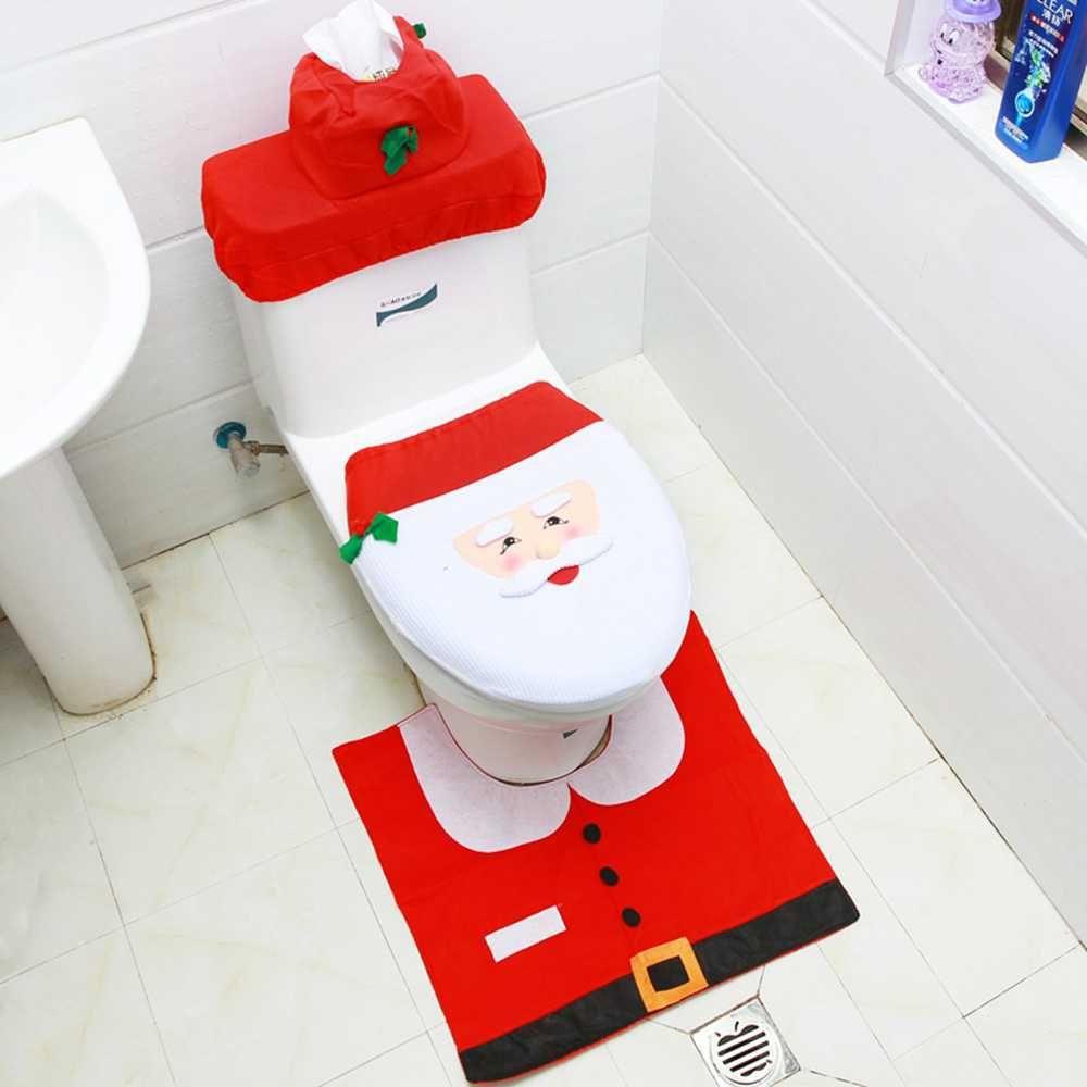 Vỏ Bọc Bệ Ngồi Toilet In Hình Ông Già Noel Trang Trí Giáng Sinh