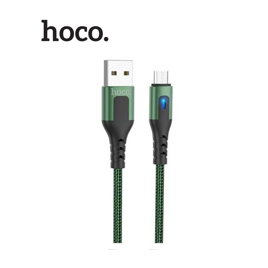 Cáp sạc nhanh 2.4A Hoco DU08/DU08 Plus Micro dây dù siêu bền tích hợp đèn Led dài 1M/2M cho Android
