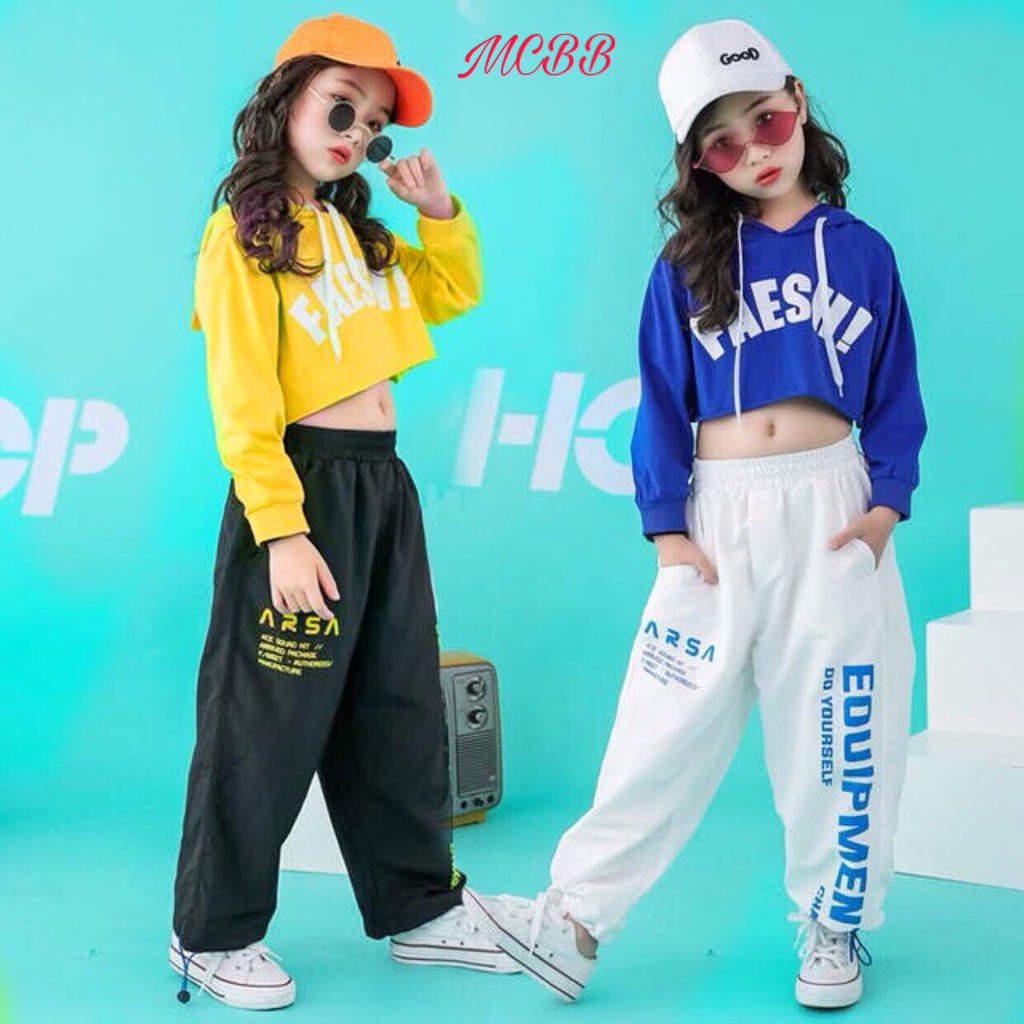 Bộ bé gái hiphop phong cách thể thao thun cotton xinh mát