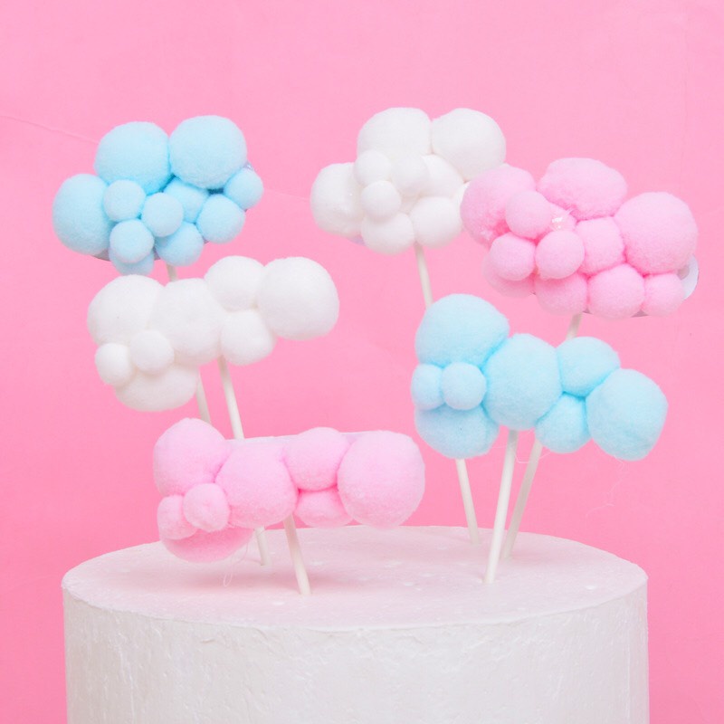 phụ kiện bánh sinh nhật sét cắm mây bông trăng, sao, miện ,khí cầu trang trí bánh sinh nhật